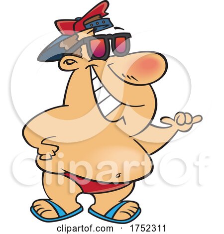 Cartoon Chubby Guy on a Beach by toonaday
