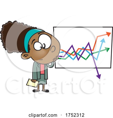 Cartoon Business Woman Looking at a Dropping Chart by toonaday