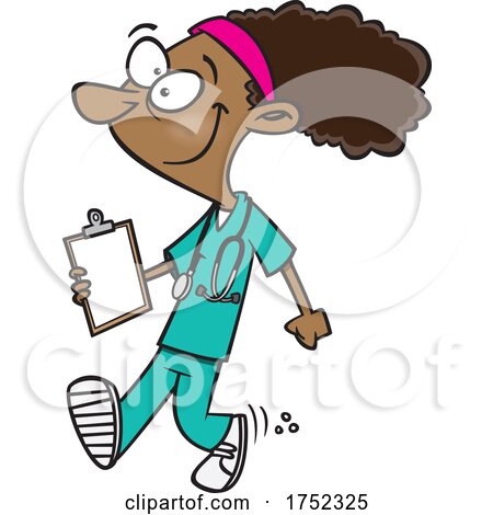 Cartoon Happy Nurse Walking by toonaday