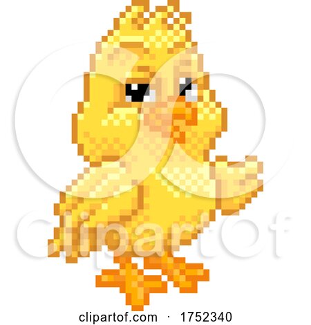 Easter Chick Chicken Pixel Art Video Game Cartoon by AtStockIllustration
