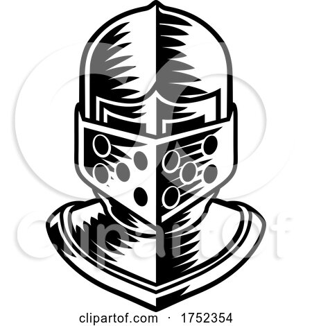 Knight Helmet Armor Helm Medieval Vintage Woodcut by AtStockIllustration