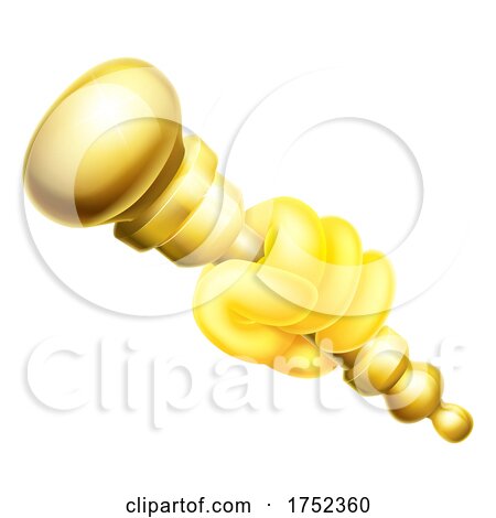 Hand Holding a Gold Cartoon Royal Sceptre Icon by AtStockIllustration