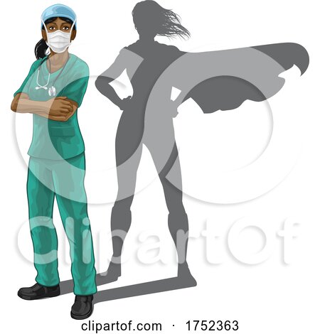 Superhero Nurse Doctor Woman Super Hero Shadow by AtStockIllustration