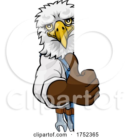 Eagle Plumber Mechanic Handyman Peeking Sign by AtStockIllustration