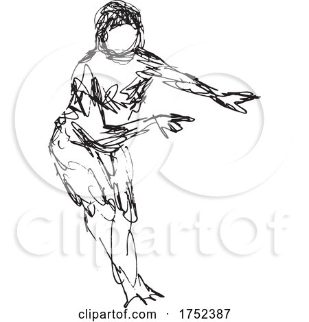 Nude Female Human Figure Sitting up Doodle Art Continuous Line Drawing by patrimonio