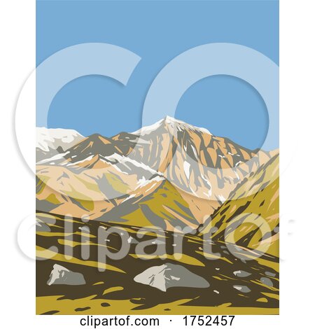 Stelvio National Park with Monte Cevedale Within Trentino Alto Adige Sudtirol and Lombardia in Italy Art Deco WPA Poster Art by patrimonio
