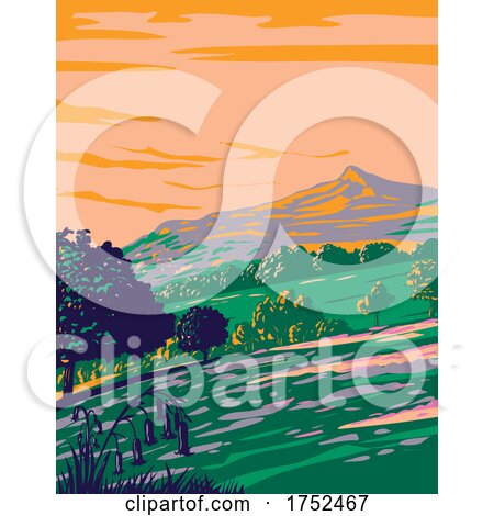 North York Moors National Park with Bluebells in Woodlands in County of North Yorkshire North Eastern England UK Art Deco WPA Poster Art by patrimonio