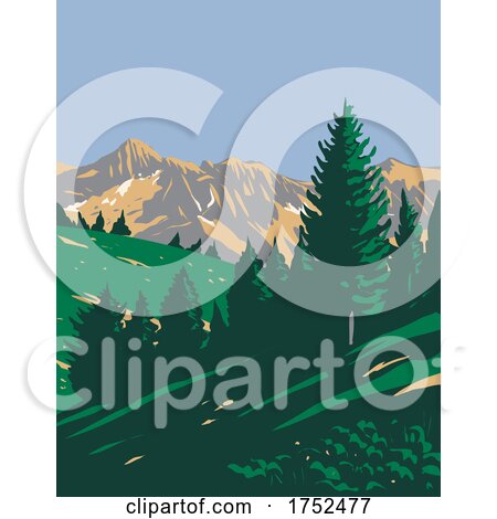 Mercantour National Park or Parc National Du Mercantour in Alpes De Haute Provence and Alpes-Maritimes Department France Art Deco WPA Poster Art by patrimonio