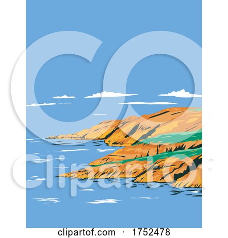 Marloes Peninsula in Pembrokeshire Coast National Park with St Brides Bay Wales United Kingdom UK Art Deco WPA Poster Art by patrimonio