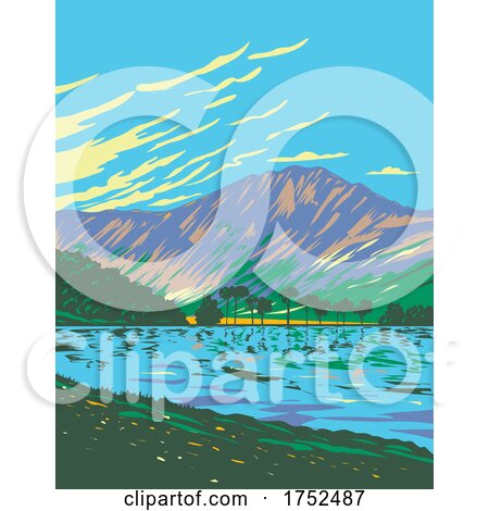 Lake Buttermere Within Lake District National Park Located in Cumbria in Northwest England UK Art Deco WPA Poster Art by patrimonio