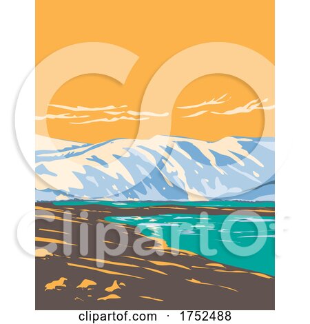 Loch Etchachan Within Cairngorms National Park in Central Cairngorms Plateau Area of Highlands Scotland UK Art Deco WPA Poster Art by patrimonio