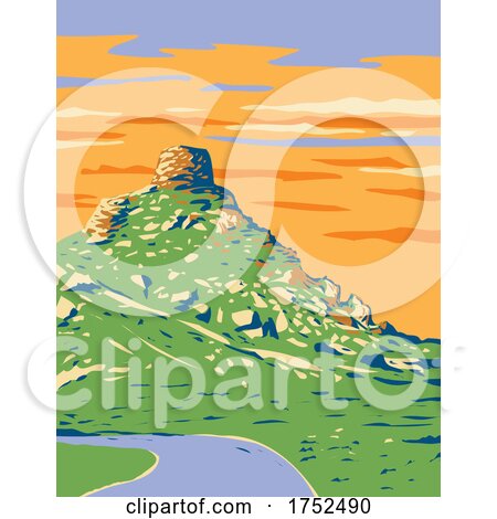 Castle Rock at Valley of the Rocks at Lynton Within Exmoor National Park North Devon South West England UK Art Deco WPA Poster Art by patrimonio
