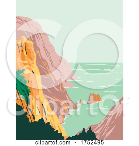 Calanques National Park or Parc National Des Calanques in Sugiton on Mediterranean Coast in Bouches Du Rhone France Art Deco WPA Poster Art by patrimonio