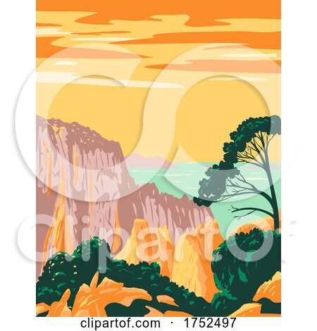 Calanques National Park or Parc National Des Calanques in Belvedere on Mediterranean Coast in Southern France Art Deco WPA Poster Art by patrimonio