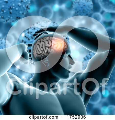 3D Medical Background with Male Figure and Brain Highlighted by KJ Pargeter