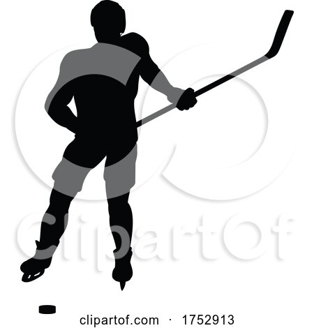 Ice Hockey Player Silhouette by AtStockIllustration
