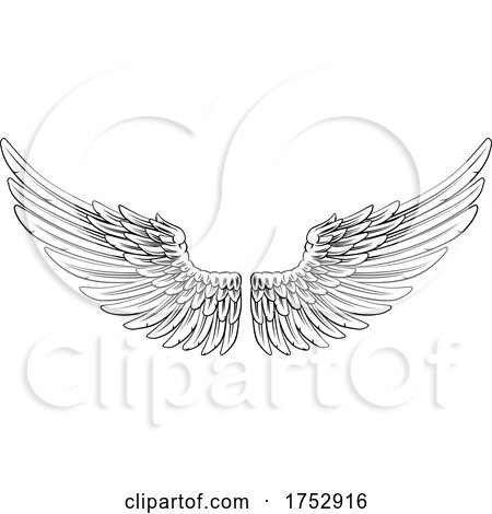 Spread Pair of Angel or Eagle Feather Wings by AtStockIllustration