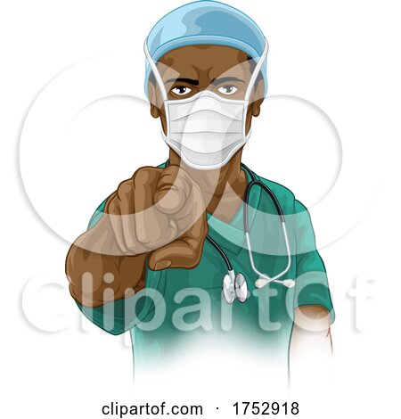 Nurse Doctor in PPE Mask Pointing Needs You by AtStockIllustration