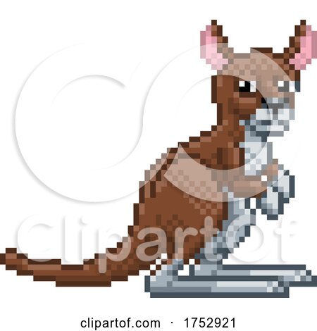 Kangaroo Pixel Art Safari Animal Cartoon by AtStockIllustration