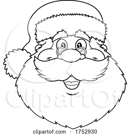 Black and White Happy Santa Claus Face by Hit Toon