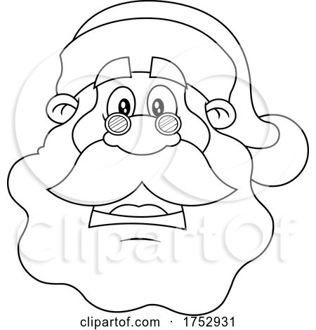 Black and White Surprised Santa Claus Face by Hit Toon