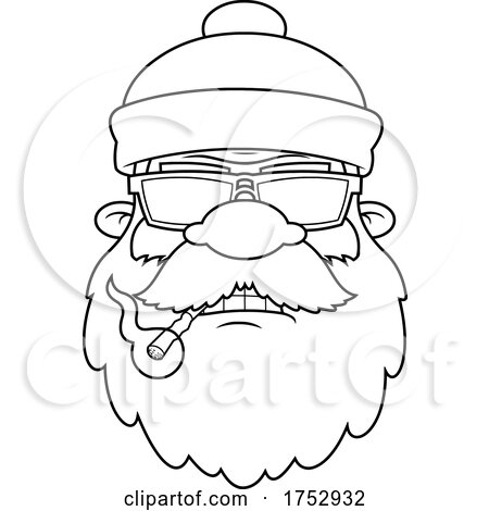 Black and White Bad Santa Claus Smoking a Cigarette by Hit Toon