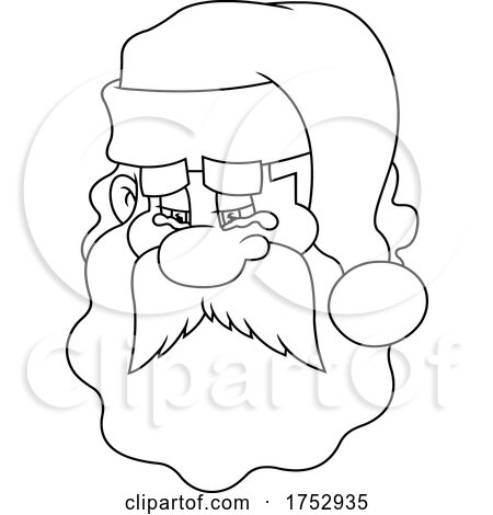 Black and White Crying Santa Claus Face by Hit Toon