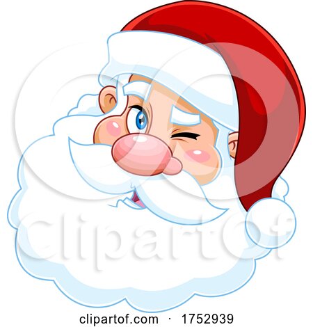 Winking Santa Claus Face by Hit Toon