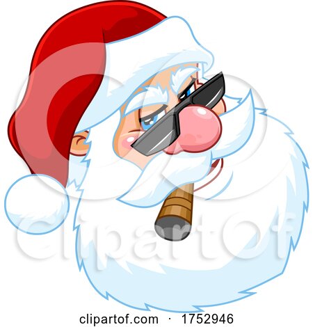 Bad Santa Claus Smoking a Cigar by Hit Toon