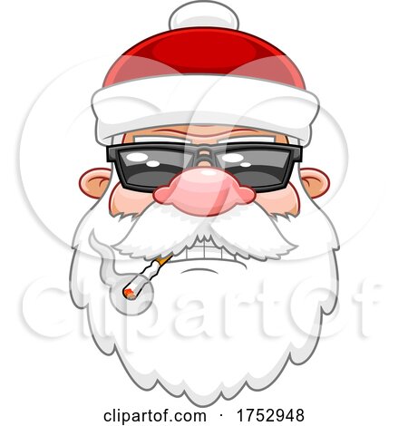 Bad Santa Claus Smoking a Cigarette by Hit Toon