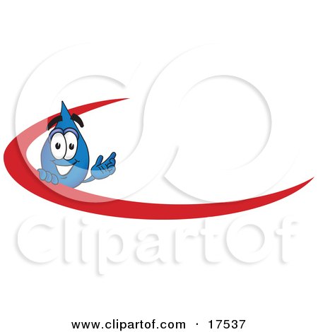 Clipart Picture of a Water Drop Mascot Cartoon Character With a Red Dash on an Employee Nametag or Business Logo by Mascot Junction
