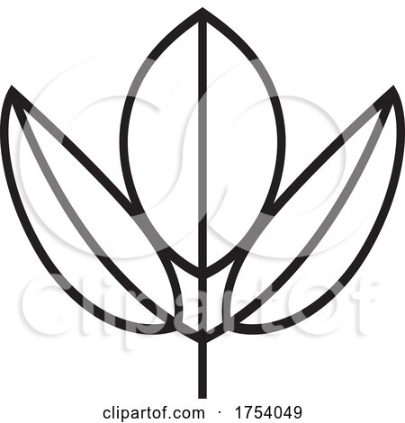 Black and White Leaf or Flower Icon by Lal Perera