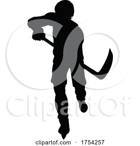 Ice Hockey Player Silhouette by AtStockIllustration