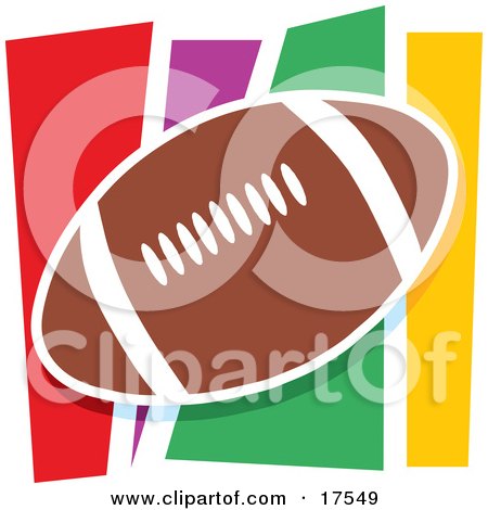 Brown Leather American Football Ball Against a Colorful Background Clipart Illustration by Maria Bell