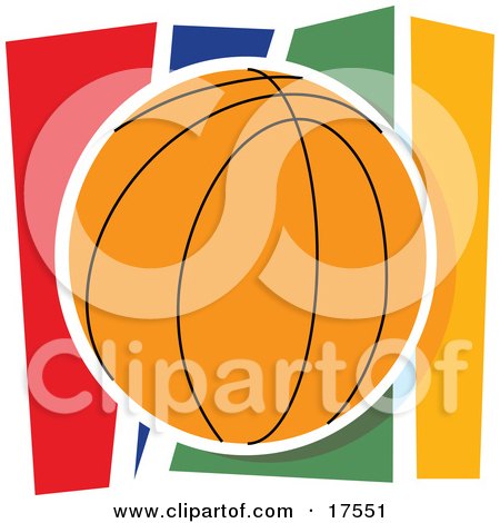 Orange Basketball Against a Colorful Background Clipart Illustration by Maria Bell
