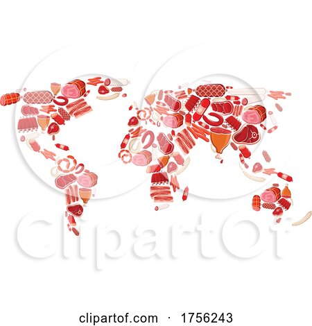 World Map of Meats by Vector Tradition SM