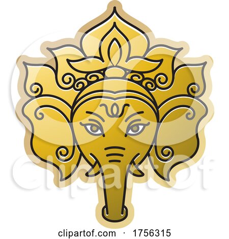Indian Elephant God Ganesha in Gold by Lal Perera