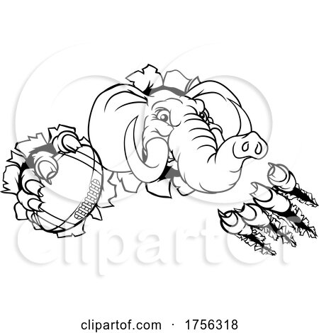 Elephant American Football Ball Sports Mascot by AtStockIllustration