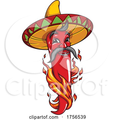 Flaming Red Pepper Wearing a Sombrero Posters, Art Prints