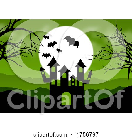 Halloween Background with Spooky House Landscape Posters, Art Prints