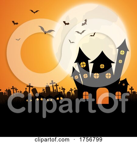 Halloween Landscape Background with Spooky House by KJ Pargeter