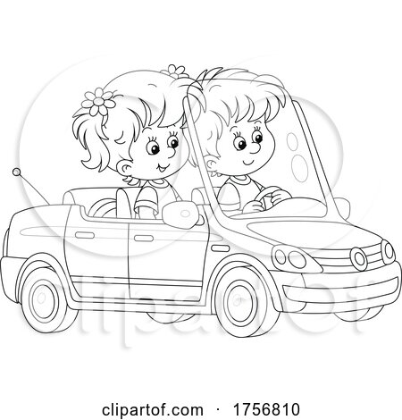 Black and White Kids Driving a Car by Alex Bannykh