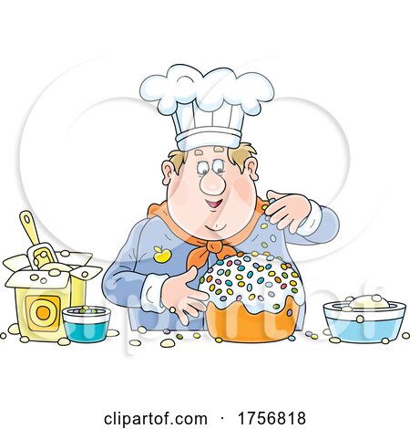 Chubby Baker Making a Cake by Alex Bannykh