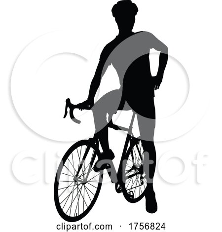 Bike and Bicyclist Silhouette by AtStockIllustration