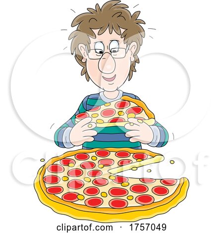 Guy Eating a Pizza by Alex Bannykh