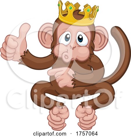 Monkey King Crown Cartoon Thumbs up Pointing by AtStockIllustration