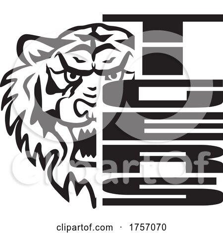 Tiger Mascot Design with a Head Beside Text by Johnny Sajem