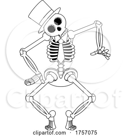 Black and White Cartoon Skeleton Dancing by Hit Toon