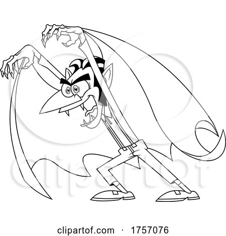 Black and White Cartoon Vampire with Arms Raised by Hit Toon