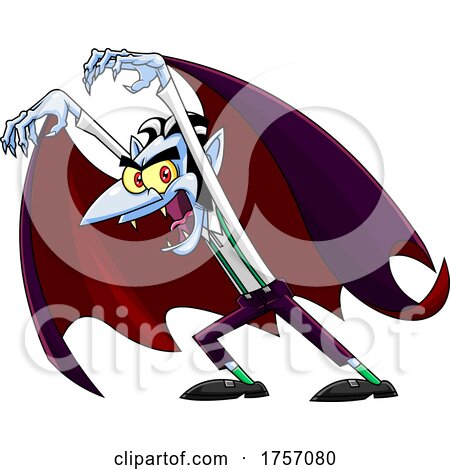 Cartoon Vampire with Arms Raised by Hit Toon
